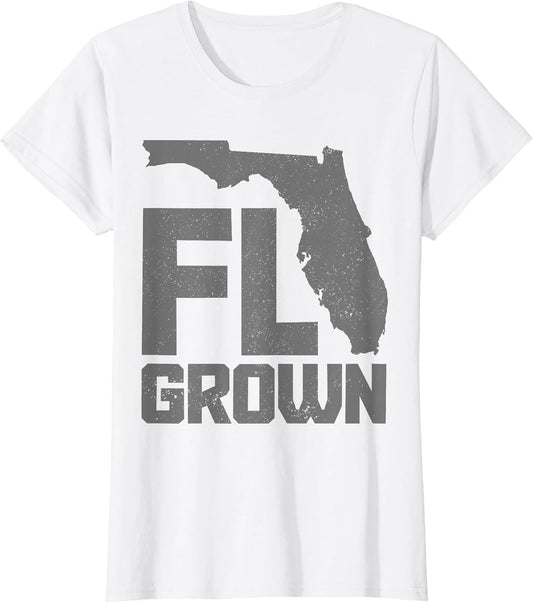 Florida FL Grown State Map Pride Vintage