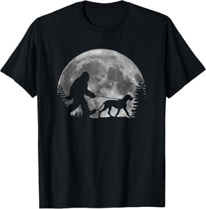 Bigfoot Walking a Dog Funny Great Dane Lovers Moon Halloween
