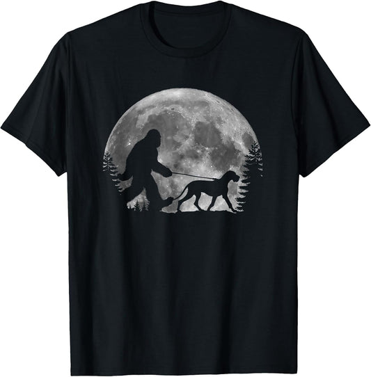 Bigfoot Walking a Dog Funny Great Dane Lovers Moon Halloween