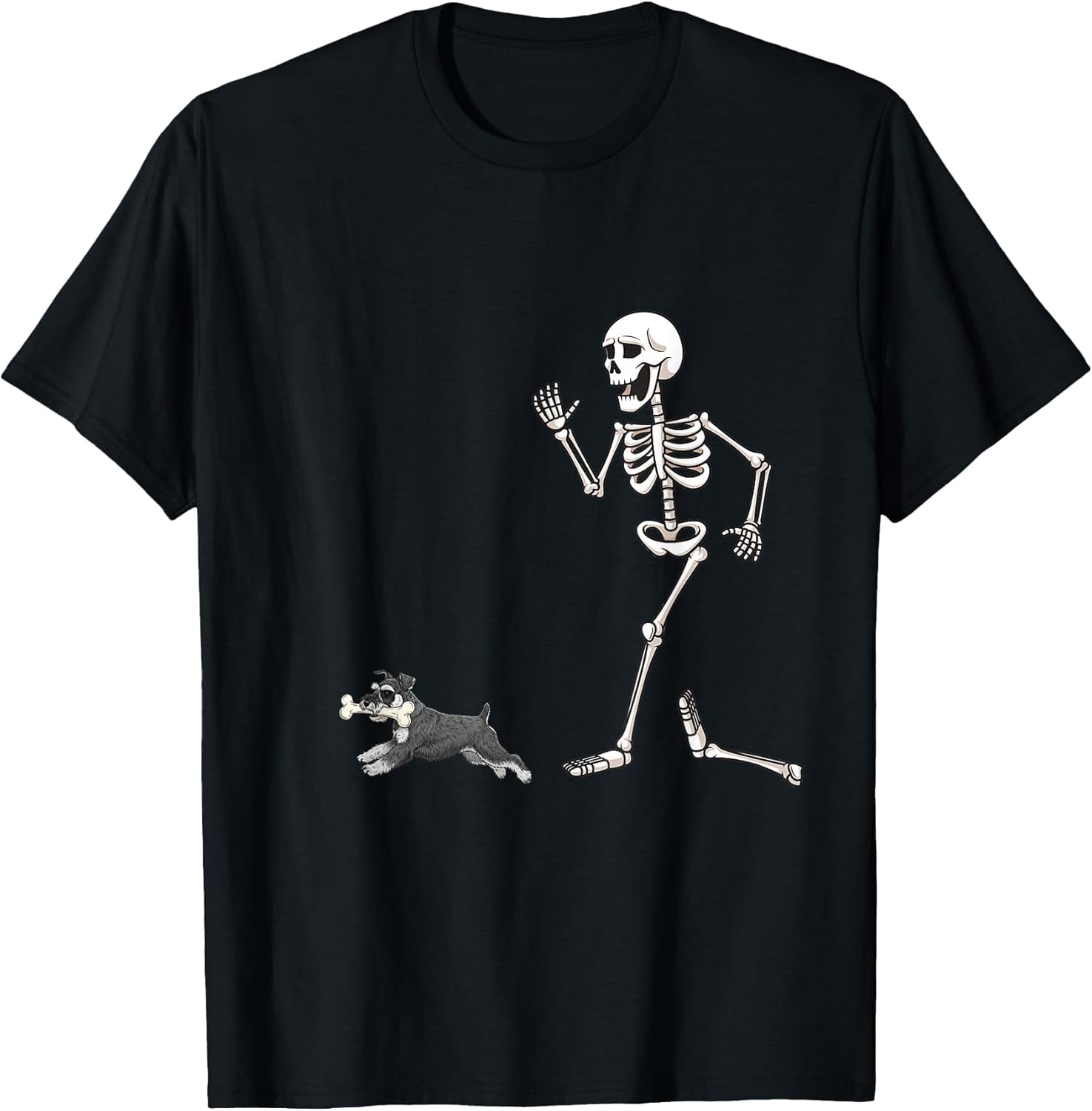 Funny Halloween Miniature Schnauzer and Skeleton