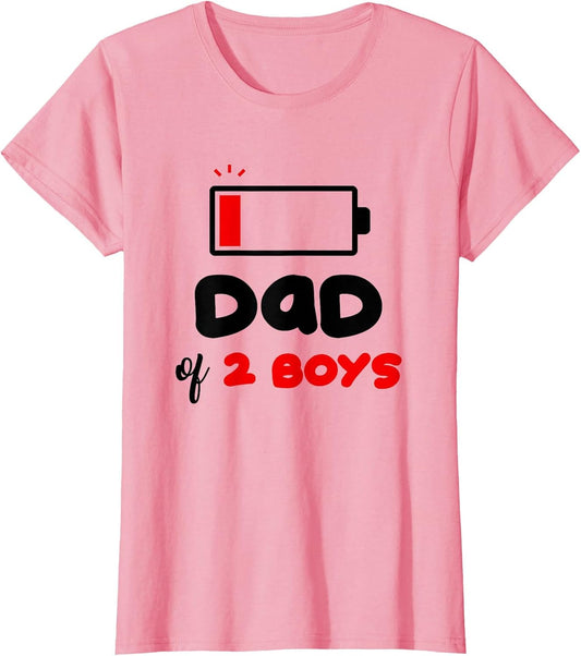 Dad of 2 Boys Low Battery Daddy of Two Boys Funny Father