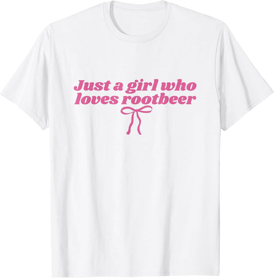 Just a Girl who Loves Rootbeer Pink Coquette Bow