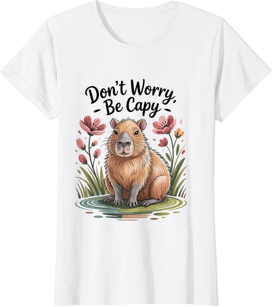 Cute Dont Worry Be Capy Capybara Girls Boys Kids Youth Women