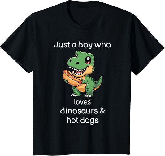 Kids Dinosaur Hot Dog Shirt Boys Cool T Rex Hot Dog
