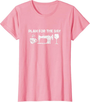 Plan for Today Coffee Sewing Machine Wine Distressed
