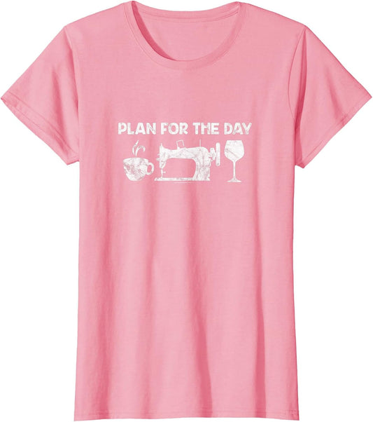 Plan for Today Coffee Sewing Machine Wine Distressed