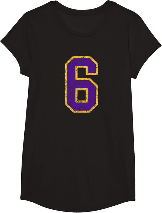 Purple Gold Number 6 Jersey Player Uniform #6 Grunge
