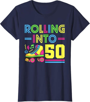 Rolling Into 50 Year Old 80s Outfit Women Bday 50th Birthday