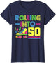 Rolling Into 50 Year Old 80s Outfit Women Bday 50th Birthday