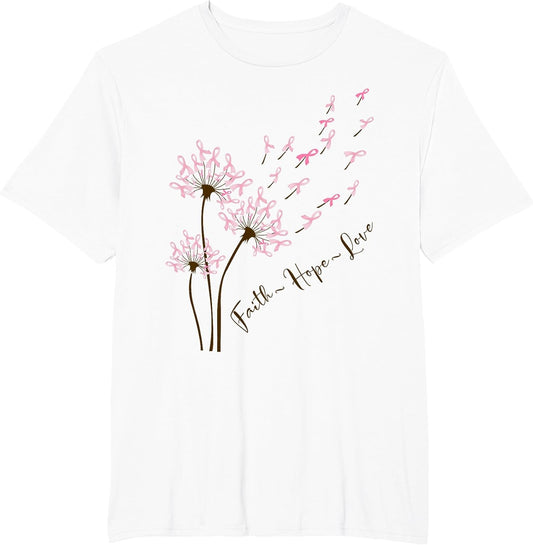 Faith Hope Love Breast Cancer Dandelion Flower Breast Cancer