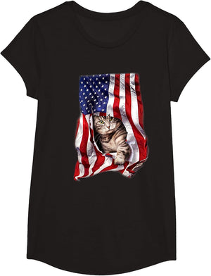 USA American Flag Cat Kitty Kitten Shirt Funny 4th July Gift