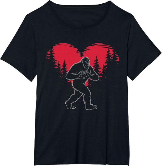 Funny Bigfoot in Love Heart Happy Valentine's Day