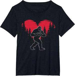 Funny Bigfoot in Love Heart Happy Valentine's Day