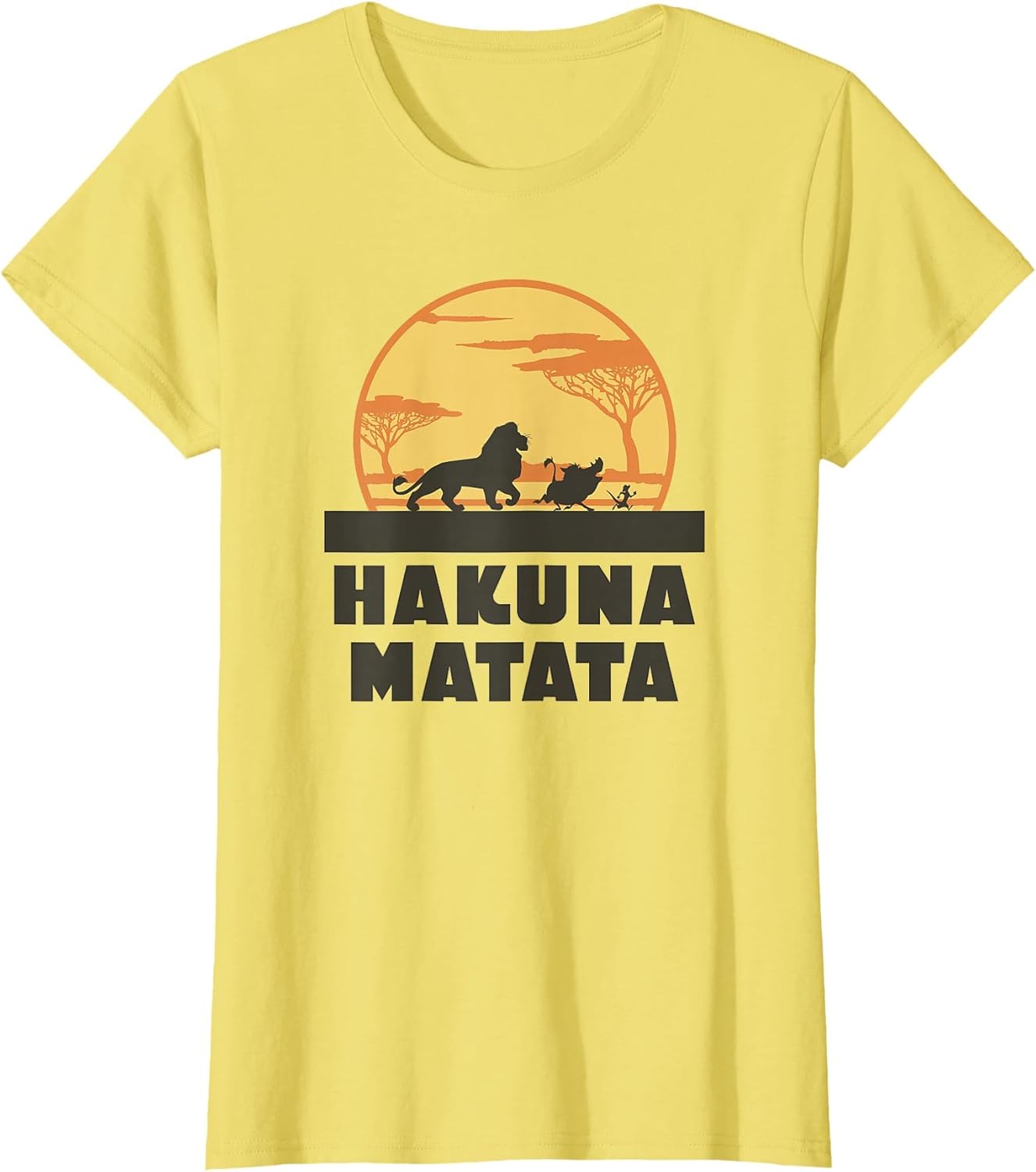 Disney The Lion King Hakuna Matata Crew Sideview Silhouettes , Women, Lemon Yellow, Large