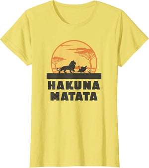 Disney The Lion King Hakuna Matata Crew Sideview Silhouettes , Women, Lemon Yellow, Large