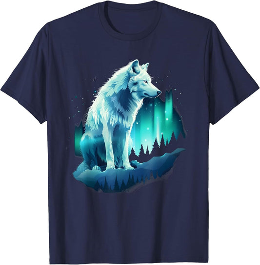 Wolf Northern Lights Alaska Arctic Up North White Wolf Lover