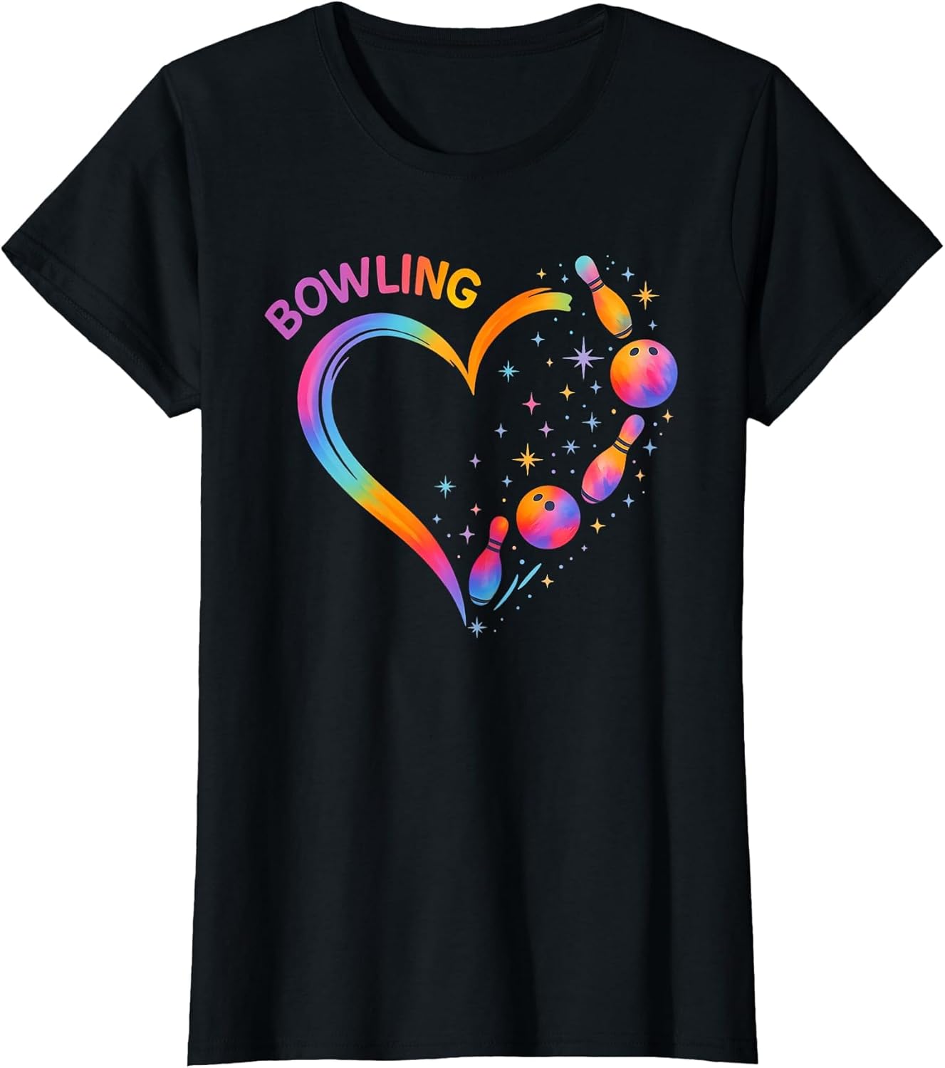 Bowling Heart Colorful Bowling Pin Lovers Bowler Women Girls