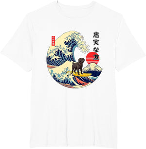 Black Labrador Japanese Kanagawa Wave Surf Loyal Dog