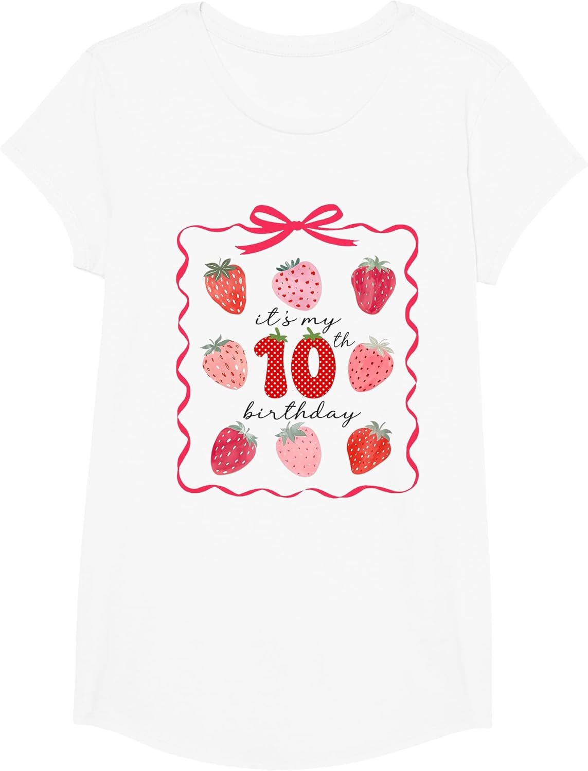It's 10th Birthday Girl Preppy Strawberry Coquette Birthday