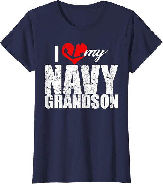 I Love My Navy Grandson Distressed Vintage Shirt