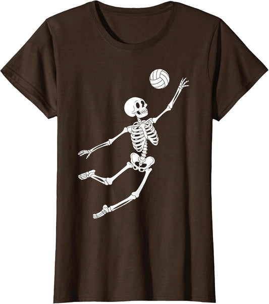 Funny Skeleton Playing Volleyball Lovers Spooky Halloween