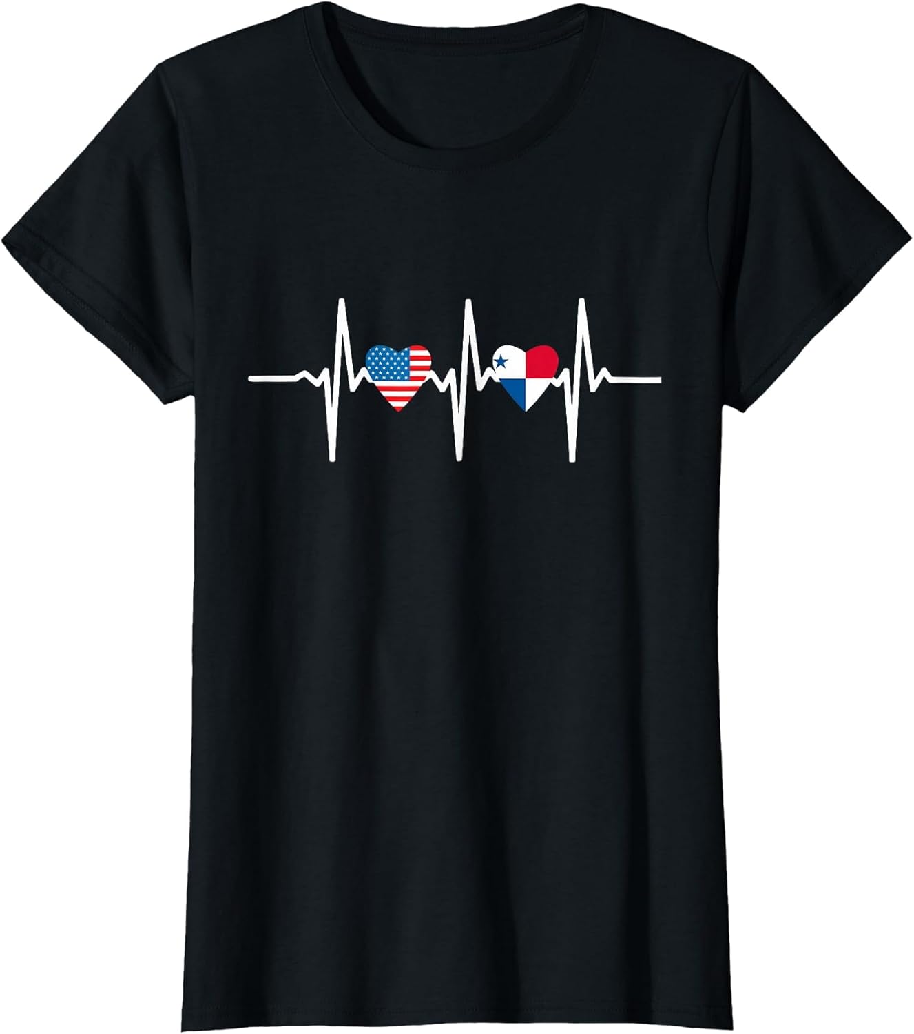 Half American and Panamanian Panama USA Flag Heartbeat Love