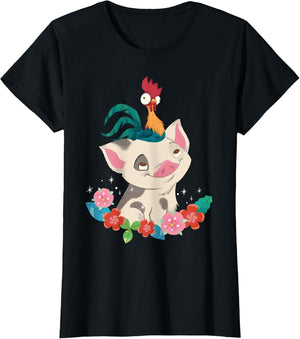 Disney Moana HEI HEI Rooster Pua Flowers Sketch Portrait