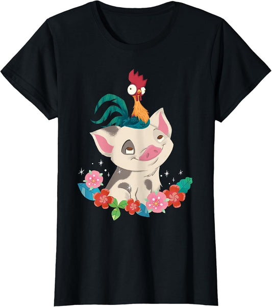Disney Moana HEI HEI Rooster Pua Flowers Sketch Portrait