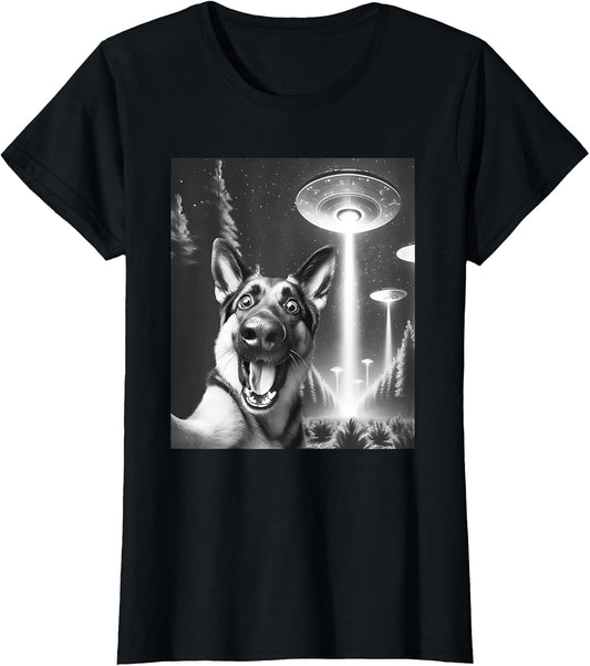 Funny German Shepherd Alien UFO Taking a Selfie Dog Mom Dad