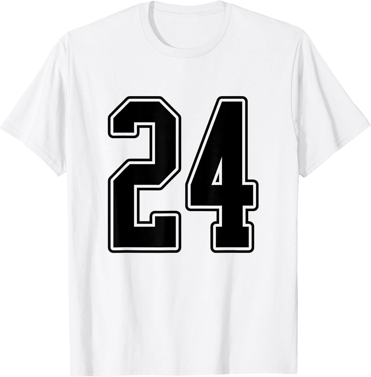 #24 Black Outline Number 24 Sports Fan Jersey Style Easy