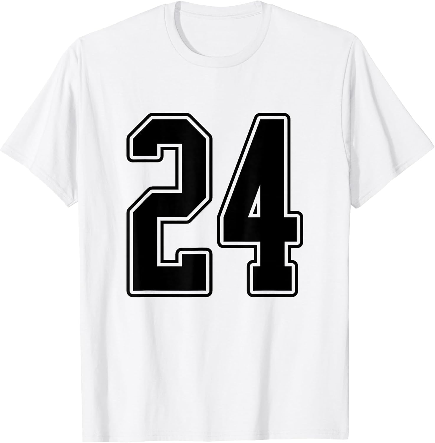 #24 Black Outline Number 24 Sports Fan Jersey Style Easy