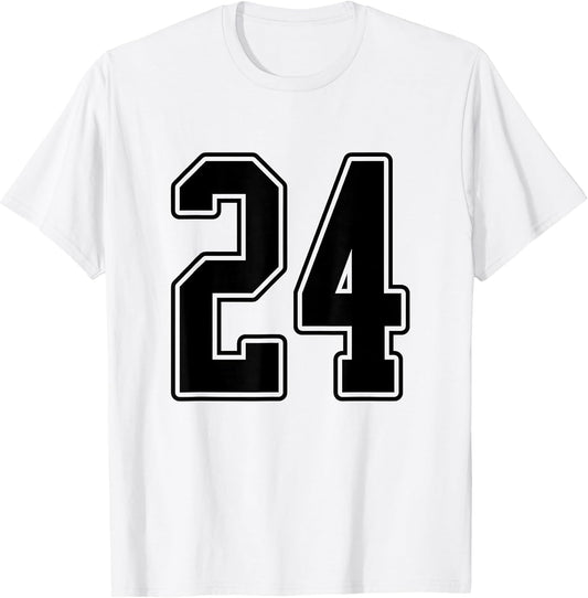 #24 Black Outline Number 24 Sports Fan Jersey Style Easy