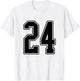 #24 Black Outline Number 24 Sports Fan Jersey Style Easy