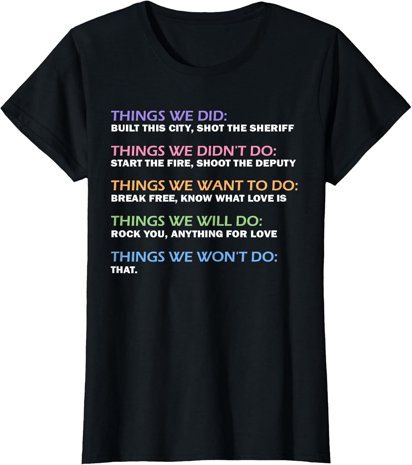 Things We Did Didn't Want Will Won't Do Funny Saying Music