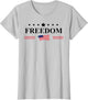 White Shirt That Says Freedom with Flag Freedom Sign America