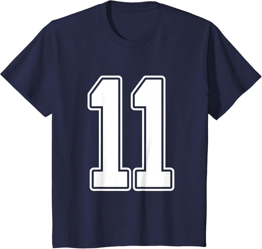 #11 White Outline Number 11 Sports Fan Jersey Style