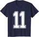 #11 White Outline Number 11 Sports Fan Jersey Style