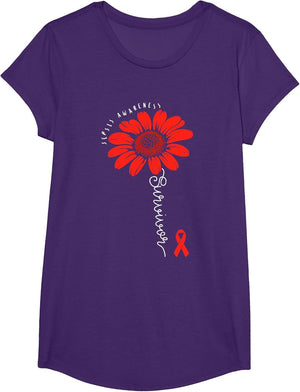 Sepsis Awareness Survivor Flower Warrior Ribbon Red
