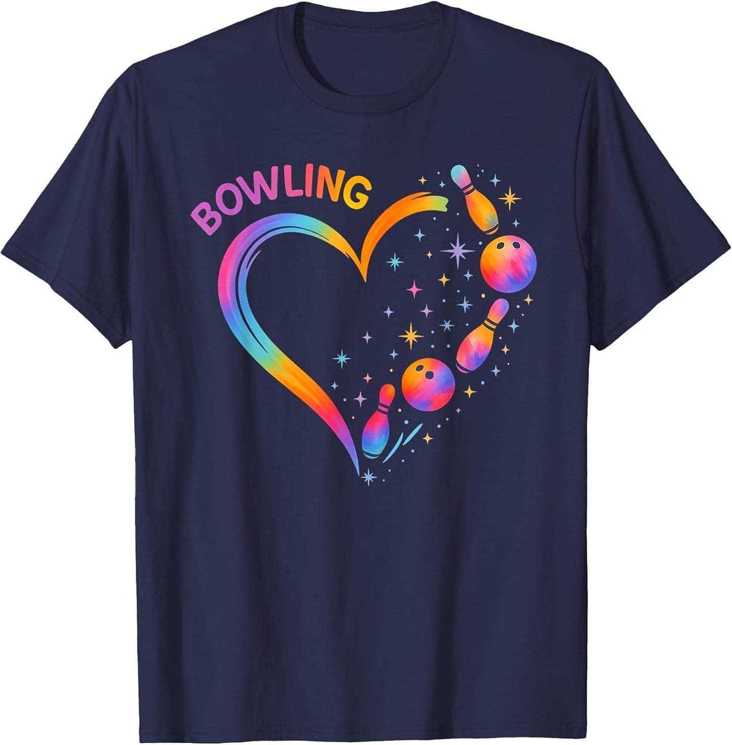 Bowling Heart Colorful Bowling Pin Lovers Bowler Women Girls