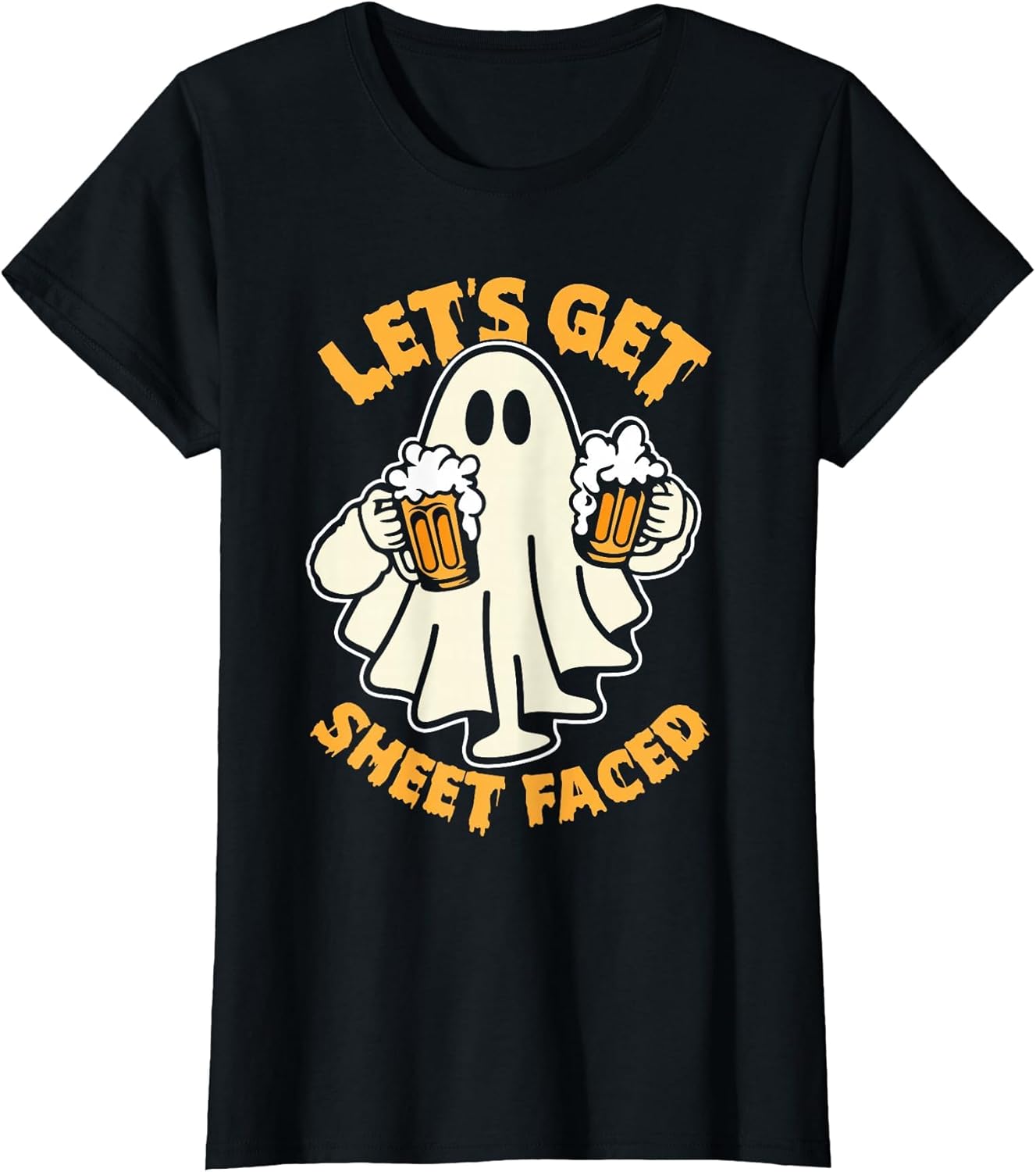 Let's Get Sheet Faced Funny Ghost Drinking Beer Halloween