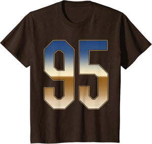 #95 Outline Number 95 Fan Varsity Sports Team Retro Jersey