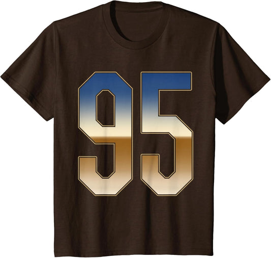 #95 Outline Number 95 Fan Varsity Sports Team Retro Jersey