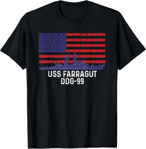 USS Farragut DDG-99 Ship Vintage American Flag