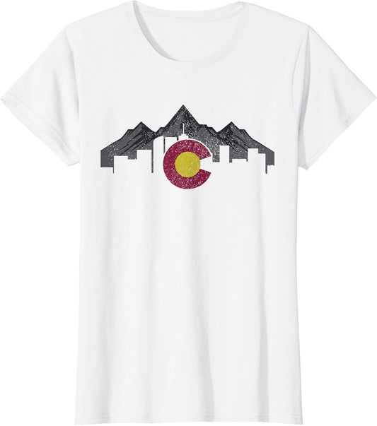 Colorado Mountains Flag Denver Skyline Souvenir Gift