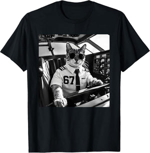 Funny Cat Pilot 67 Aviation Cool Fun Gift Women Kids
