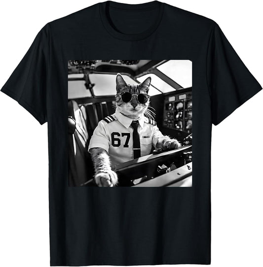 Funny Cat Pilot 67 Aviation Cool Fun Gift Women Kids