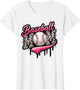 Baseball Mom Pink Leopard Ice Cream Drip Mother's Day Funny