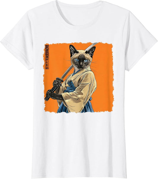 Siamese Cat Japanese Art Samurai Ukiyo-e Vintage