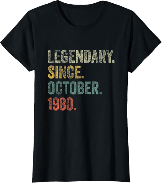 Vintage 1980 45th Birthday Legendary Since October 1980
