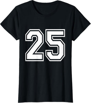 Number 25 Varsity Sports Team Jersey 25th Birthday 25 Years